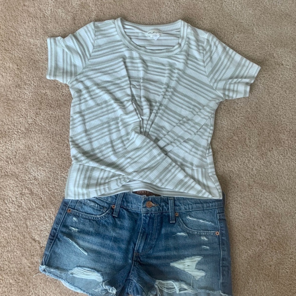 Striped Crop Top with Knotted Front